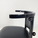 Austrian modern Black wood leather tub chairs by Josef Hoffmann Wittmann, 1980s