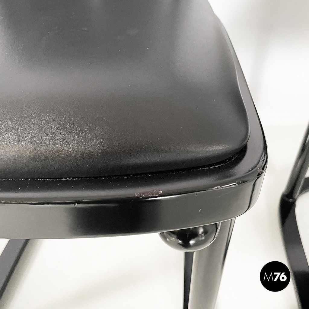 Austrian modern Black wood leather tub chairs by Josef Hoffmann Wittmann, 1980s