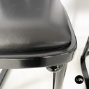 Austrian modern Black wood leather tub chairs by Josef Hoffmann Wittmann, 1980s