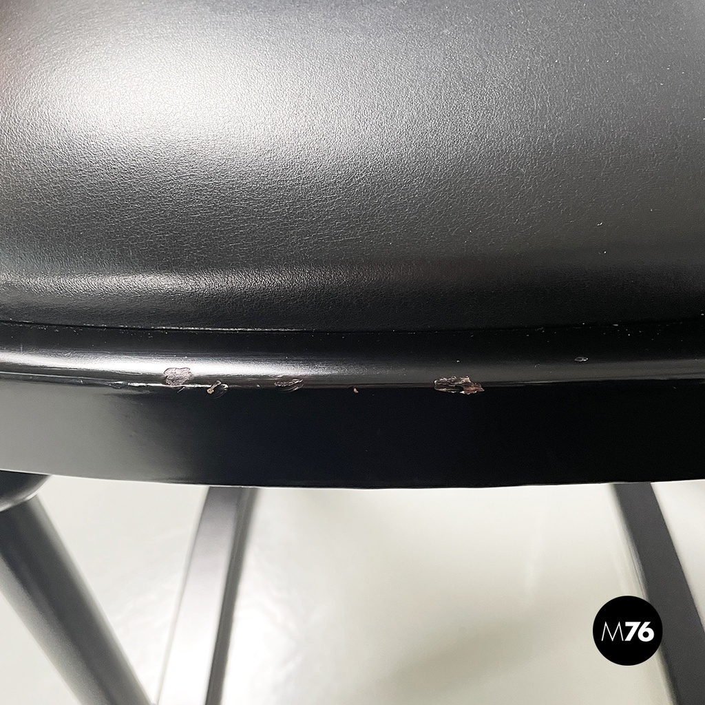 Austrian modern Black wood leather tub chairs by Josef Hoffmann Wittmann, 1980s