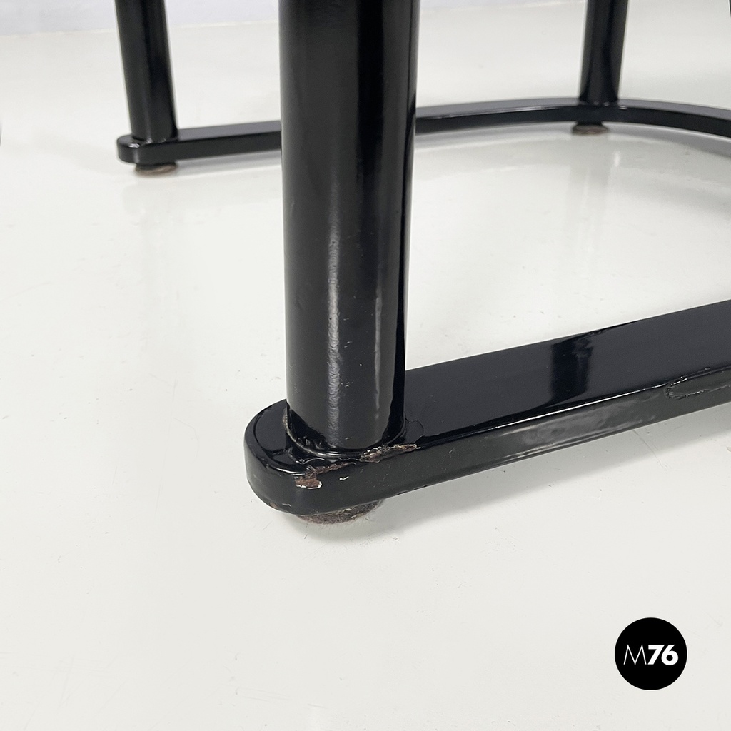 Austrian modern Black wood leather tub chairs by Josef Hoffmann Wittmann, 1980s