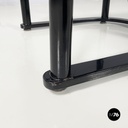 Austrian modern Black wood leather tub chairs by Josef Hoffmann Wittmann, 1980s