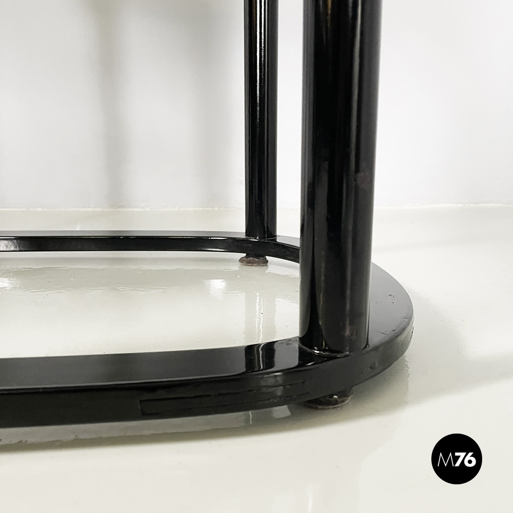 Austrian modern Black wood leather tub chairs by Josef Hoffmann Wittmann, 1980s