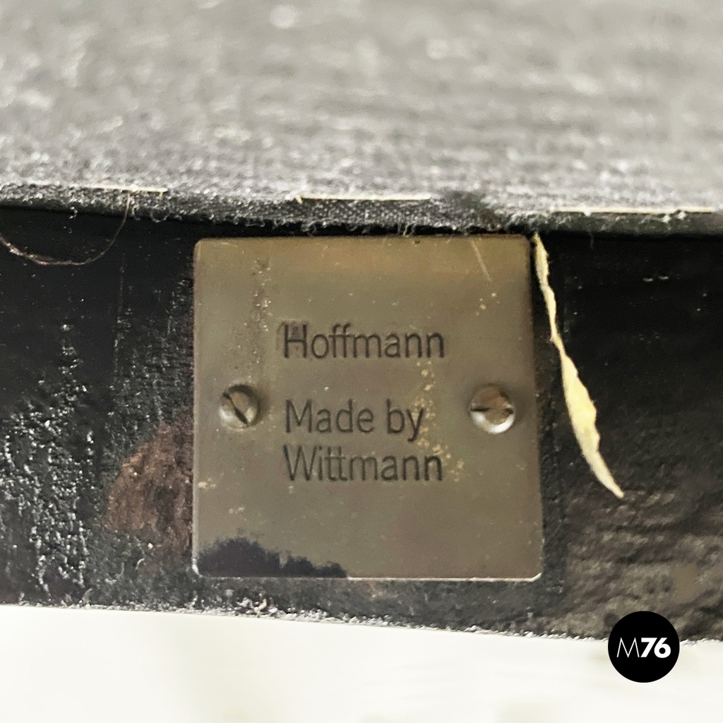 Austrian modern Black wood leather tub chairs by Josef Hoffmann Wittmann, 1980s