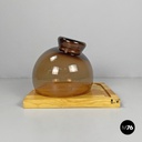 Finnish modern wood cutting board orange glass cloche Alvar Aalto Artek, 1970s
