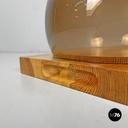 Finnish modern wood cutting board orange glass cloche Alvar Aalto Artek, 1970s