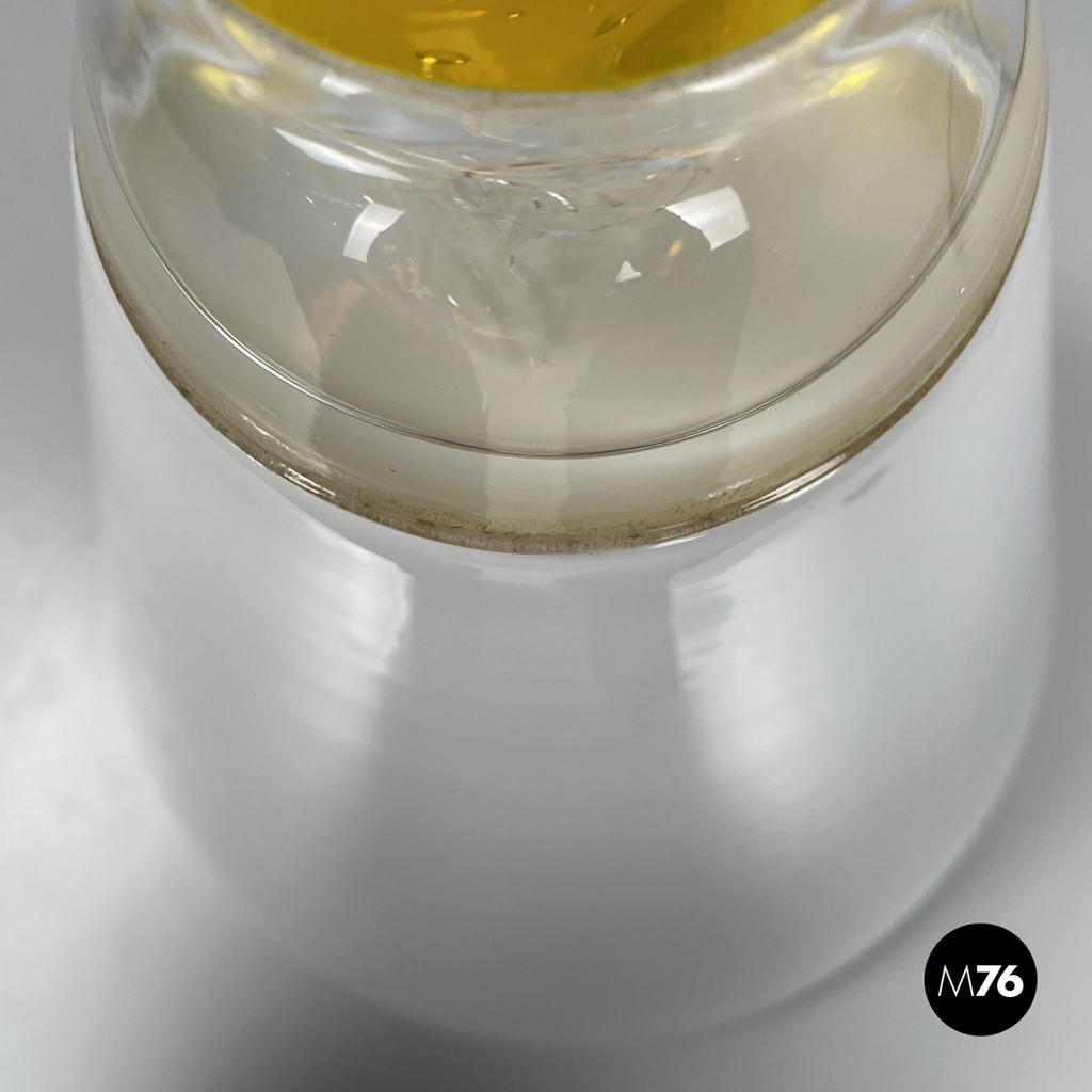 Italian modern white yellow Murano glass table lamp Grande Rio Giusto Toso 1970s