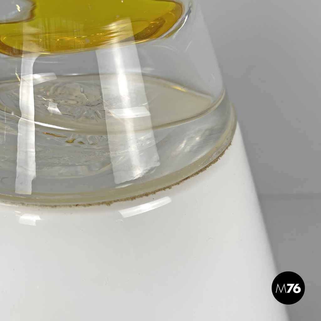 Italian modern white yellow Murano glass table lamp Grande Rio Giusto Toso 1970s