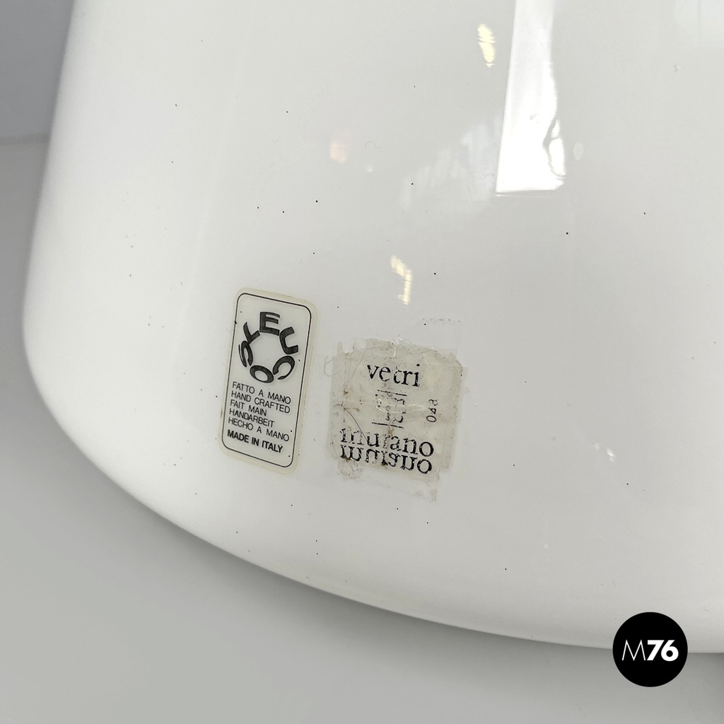 Italian modern white yellow Murano glass table lamp Grande Rio Giusto Toso 1970s