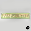 Italian mid-century modern pastel green metal sign with white lettering, 1960s