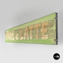 Italian mid-century modern pastel green metal sign with white lettering, 1960s