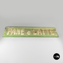 Italian mid-century modern pastel green metal sign with white lettering, 1960s
