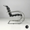 American modern black leather armchair MR40 Mies van der Rohe for Knoll, 1980s