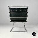 American modern black leather armchair MR40 Mies van der Rohe for Knoll, 1980s