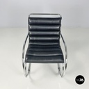 American modern black leather armchair MR40 Mies van der Rohe for Knoll, 1980s