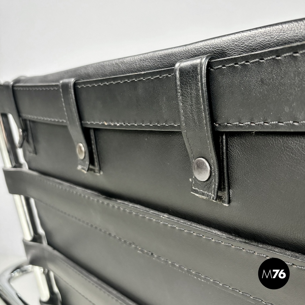 American modern black leather armchair MR40 Mies van der Rohe for Knoll, 1980s