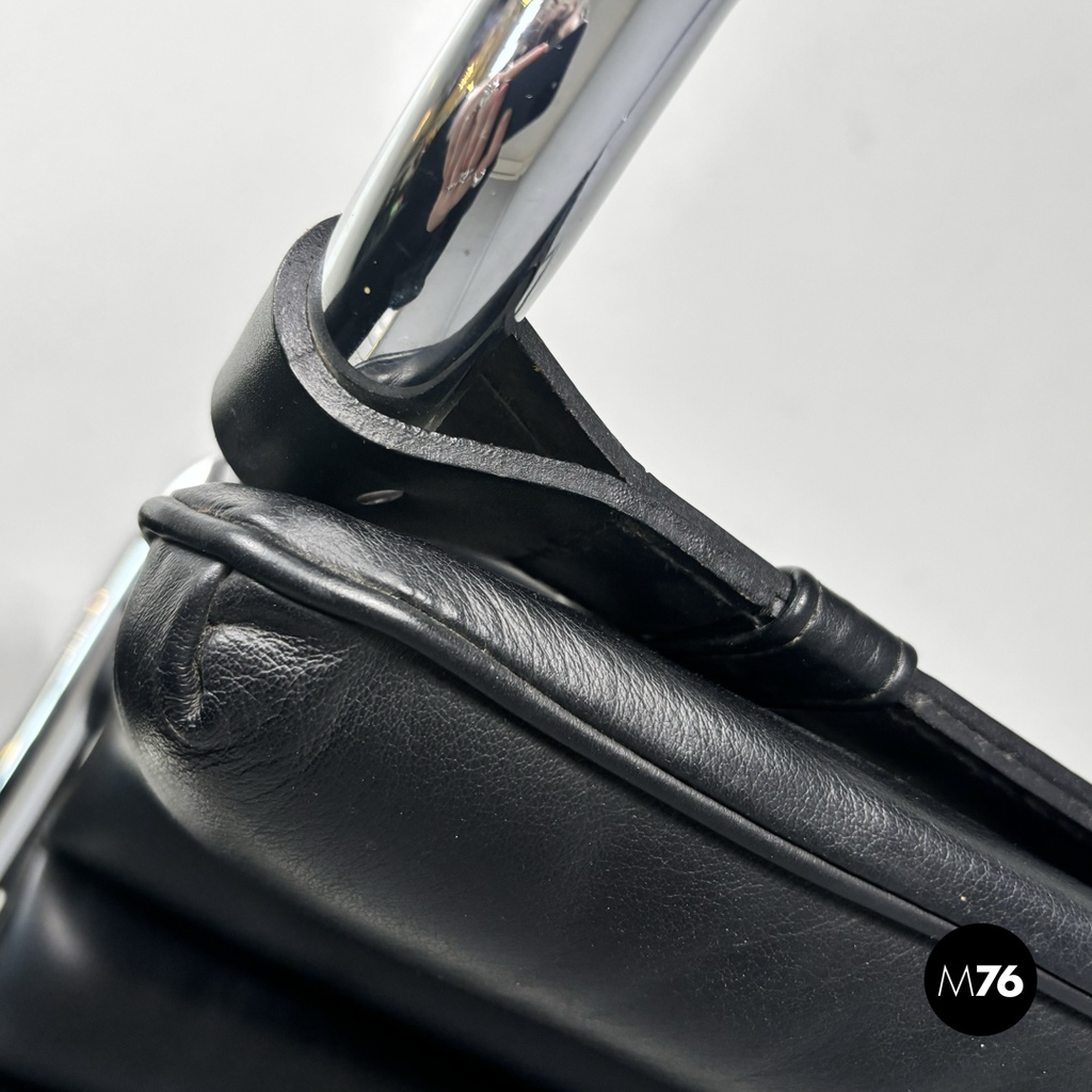 American modern black leather armchair MR40 Mies van der Rohe for Knoll, 1980s