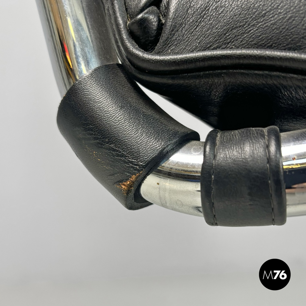 American modern black leather armchair MR40 Mies van der Rohe for Knoll, 1980s