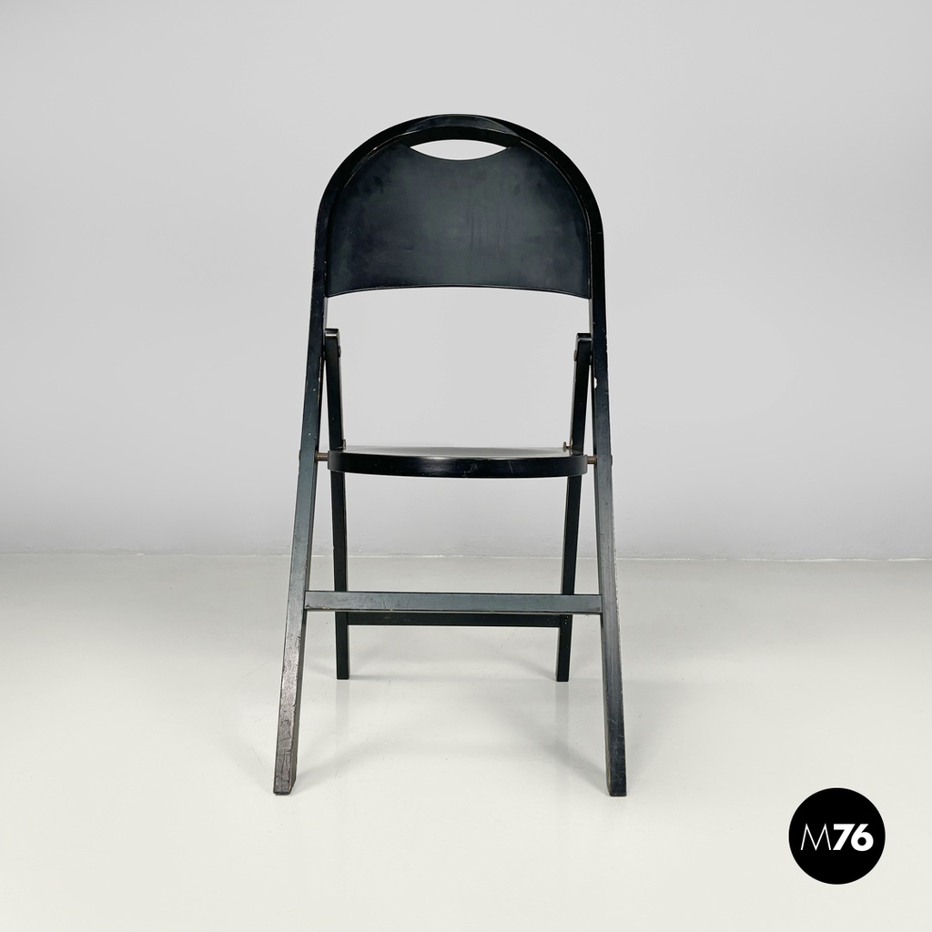 Italian mid-century modern black folding chair Tric Castiglioni BBB, 1960s
