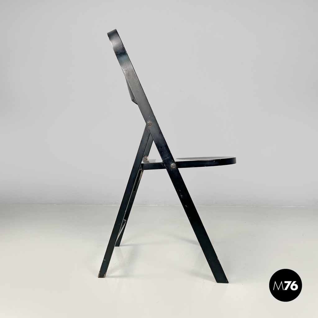 Italian mid-century modern black folding chair Tric Castiglioni BBB, 1960s