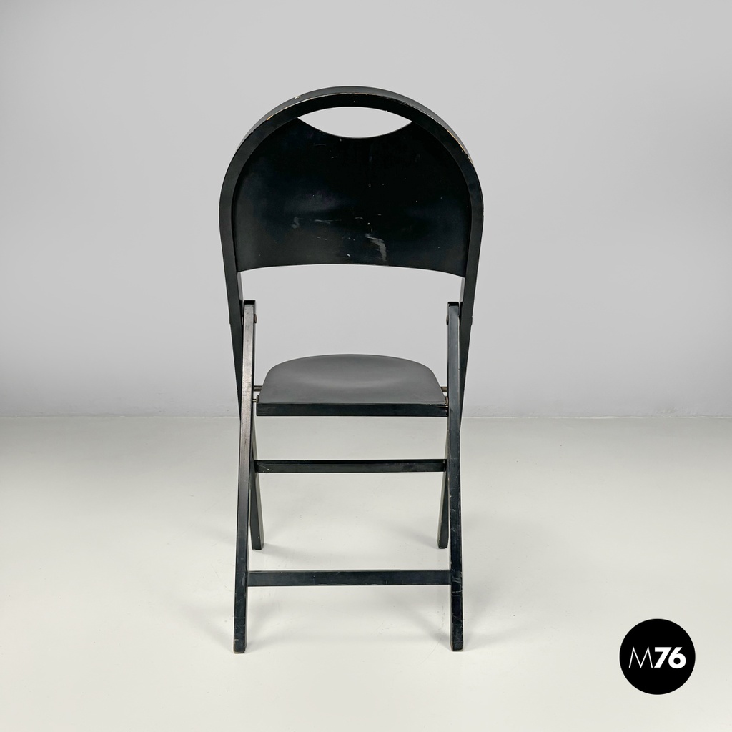 Italian mid-century modern black folding chair Tric Castiglioni BBB, 1960s