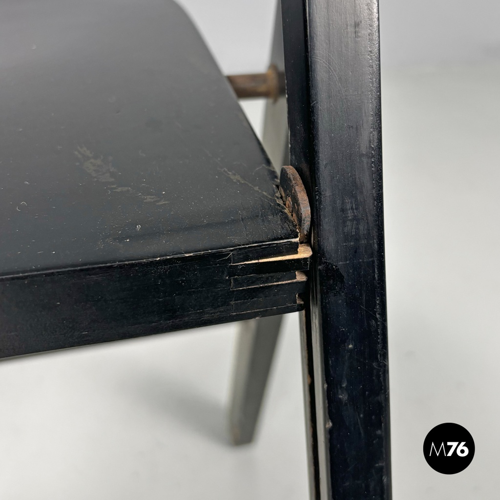 Italian mid-century modern black folding chair Tric Castiglioni BBB, 1960s