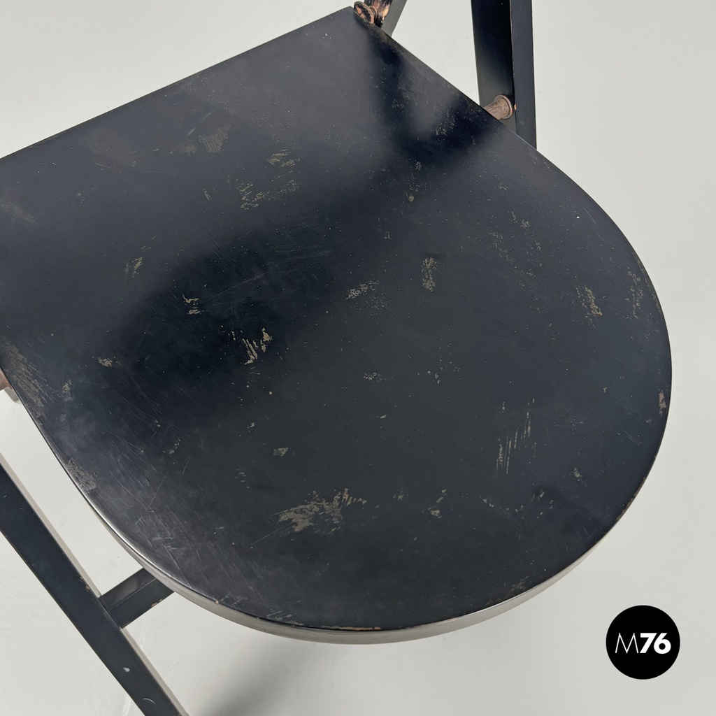 Italian mid-century modern black folding chair Tric Castiglioni BBB, 1960s