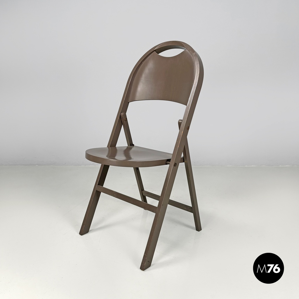 Italian mid-century modern brown folding chair Tric Castiglioni Bonacina, 1960s
