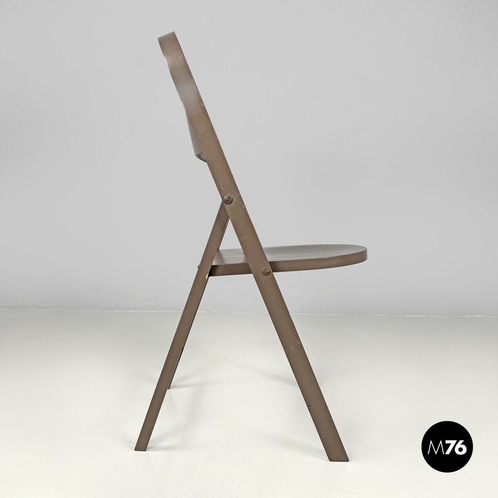 Italian mid-century modern brown folding chair Tric Castiglioni Bonacina, 1960s
