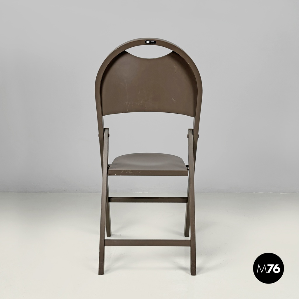 Italian mid-century modern brown folding chair Tric Castiglioni Bonacina, 1960s