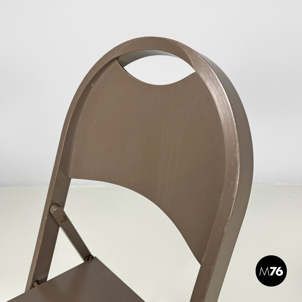 Italian mid-century modern brown folding chair Tric Castiglioni Bonacina, 1960s