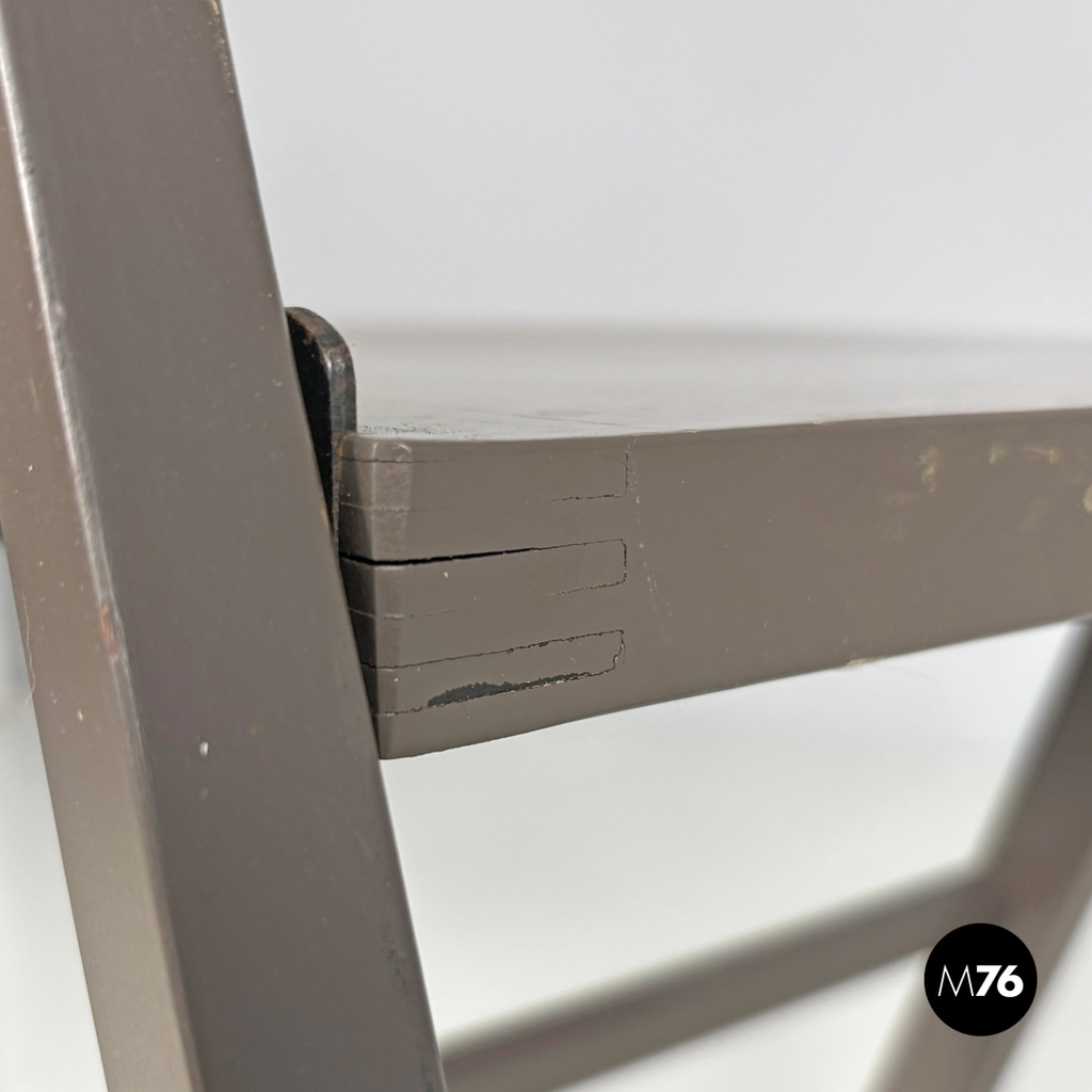 Italian mid-century modern brown folding chair Tric Castiglioni Bonacina, 1960s