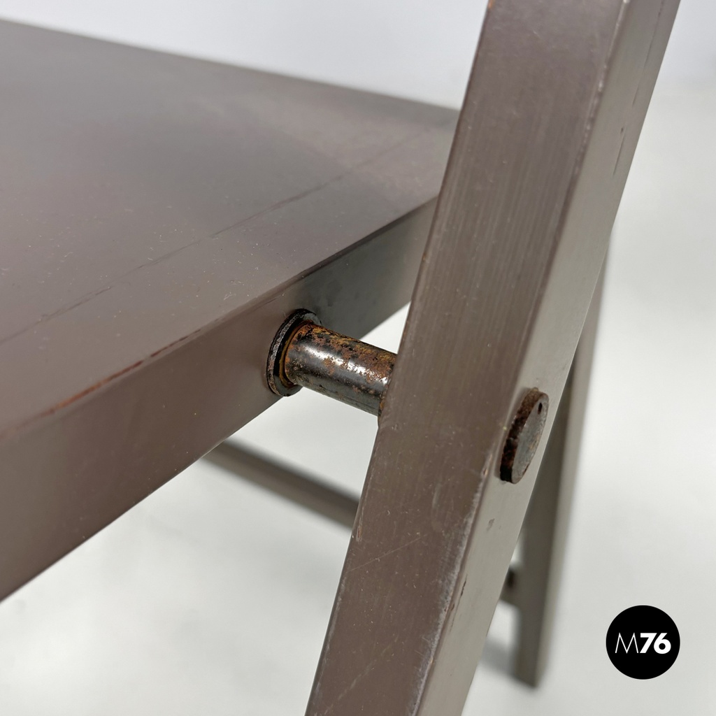 Italian mid-century modern brown folding chair Tric Castiglioni Bonacina, 1960s