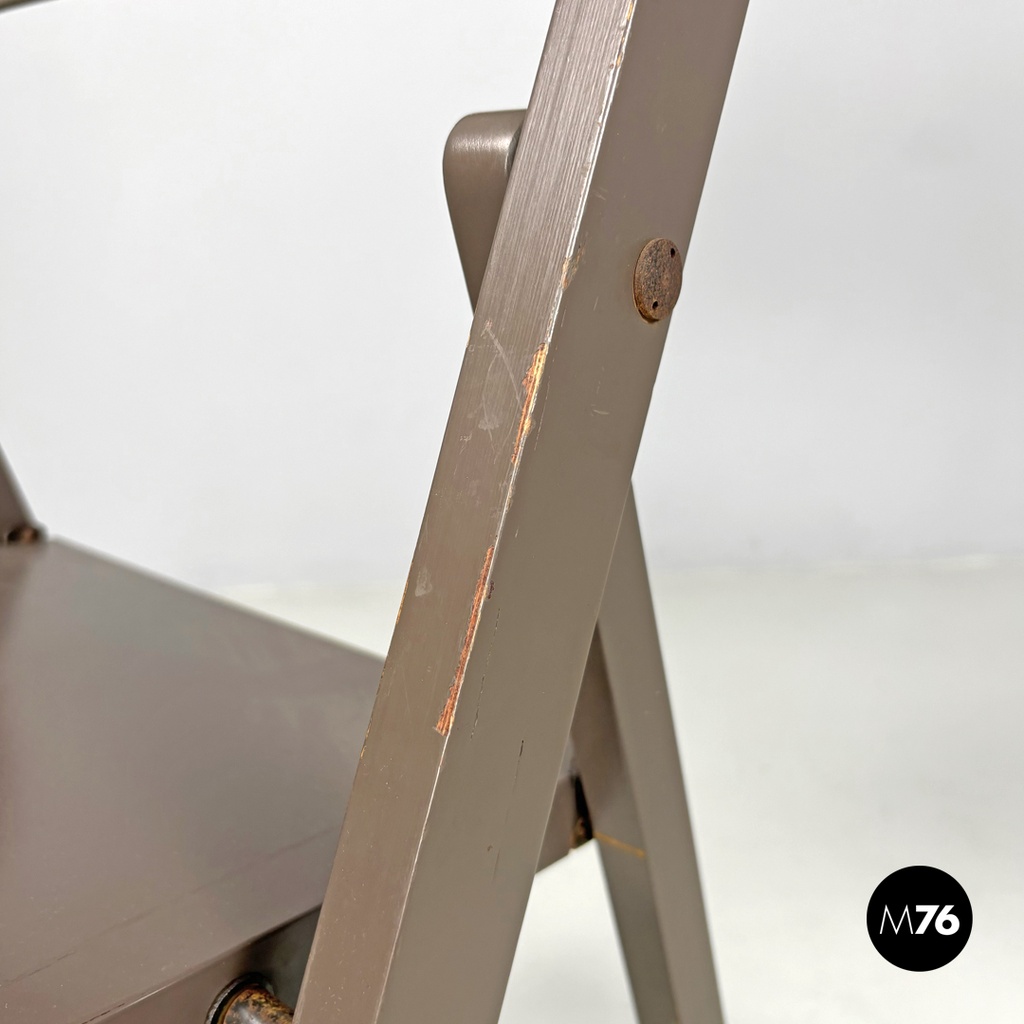 Italian mid-century modern brown folding chair Tric Castiglioni Bonacina, 1960s