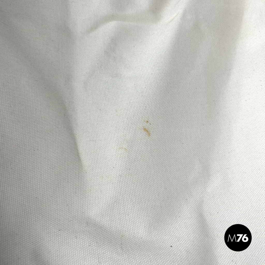 Italian modern white fabric wood folding deckchair Tripolina by Citterio, 1970s