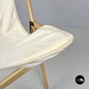 Italian modern white fabric wood folding deckchair Tripolina by Citterio, 1970s