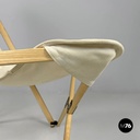 Italian modern white fabric wood folding deckchair Tripolina by Citterio, 1970s