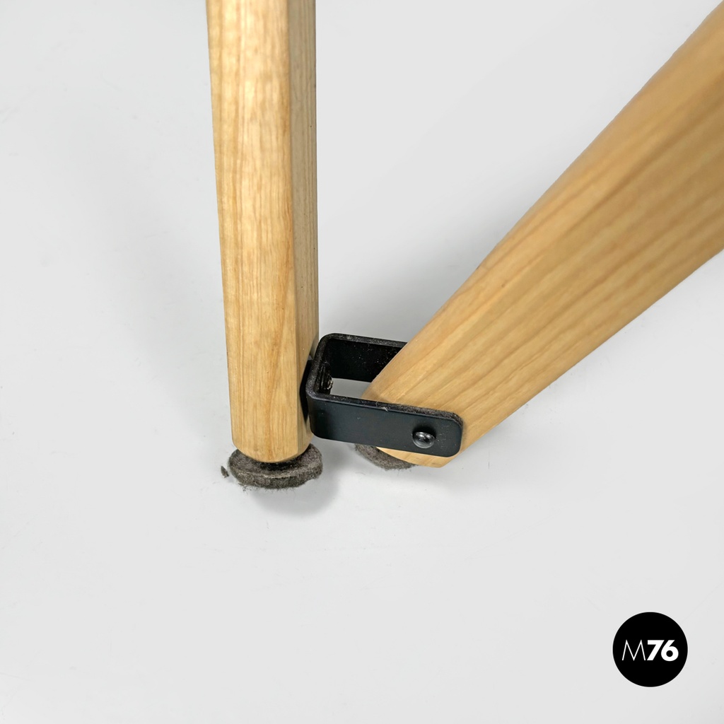 Italian modern white fabric wood folding deckchair Tripolina by Citterio, 1970s