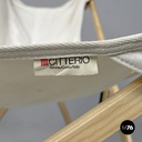 Italian modern white fabric wood folding deckchair Tripolina by Citterio, 1970s