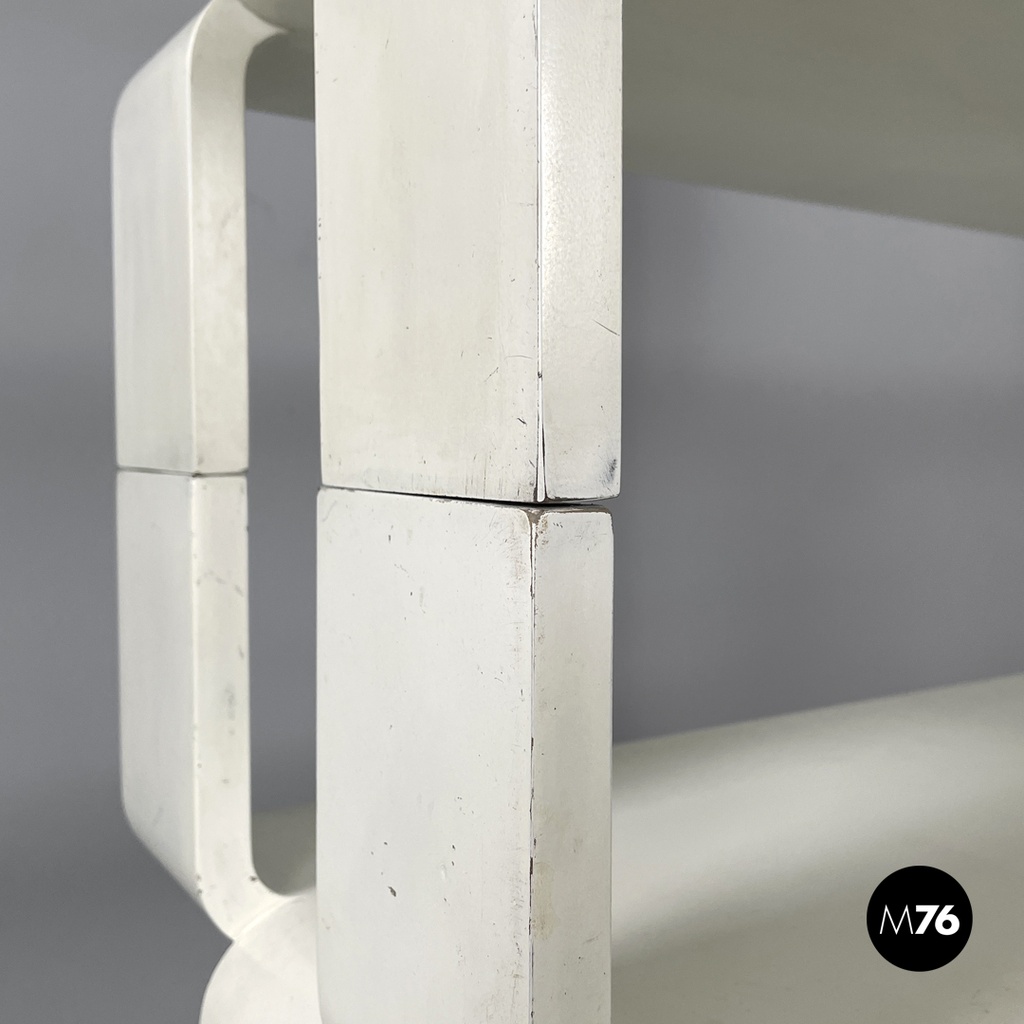 Italian post modern modular curved edges black and white wooden bookcase, 1980s