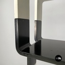 Italian post modern modular curved edges black and white wooden bookcase, 1980s