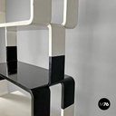 Italian post modern modular curved edges black and white wooden bookcase, 1980s