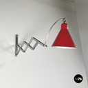 Italian mid-century modern Pantograph wall lamp in red metal, 1960s