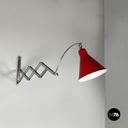 Italian mid-century modern Pantograph wall lamp in red metal, 1960s
