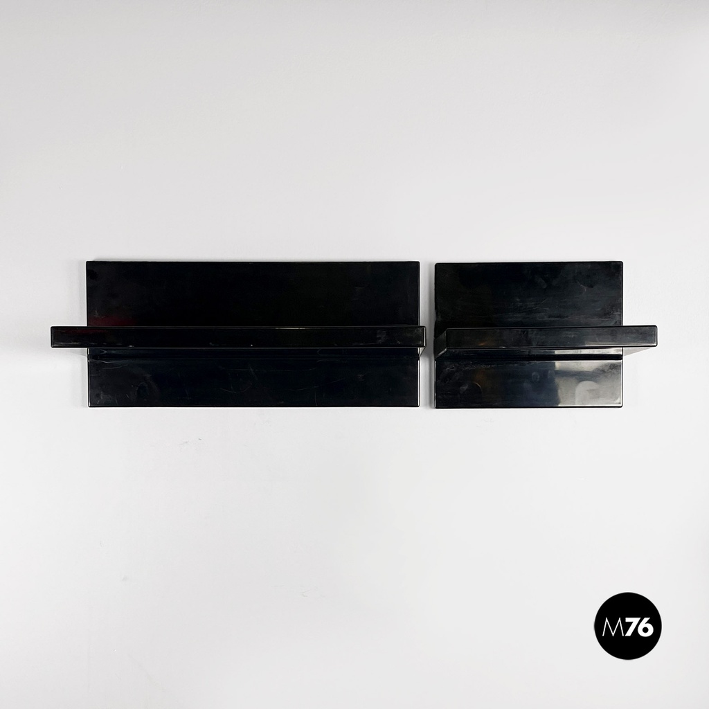 Italian modern black shiny plastic shelves by Marcello Siard for Kartell, 1970s