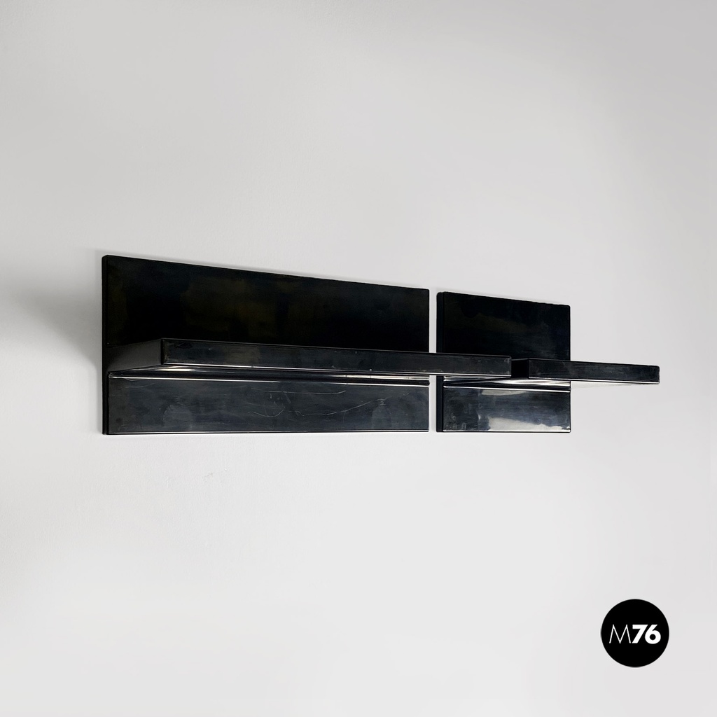 Italian modern black shiny plastic shelves by Marcello Siard for Kartell, 1970s