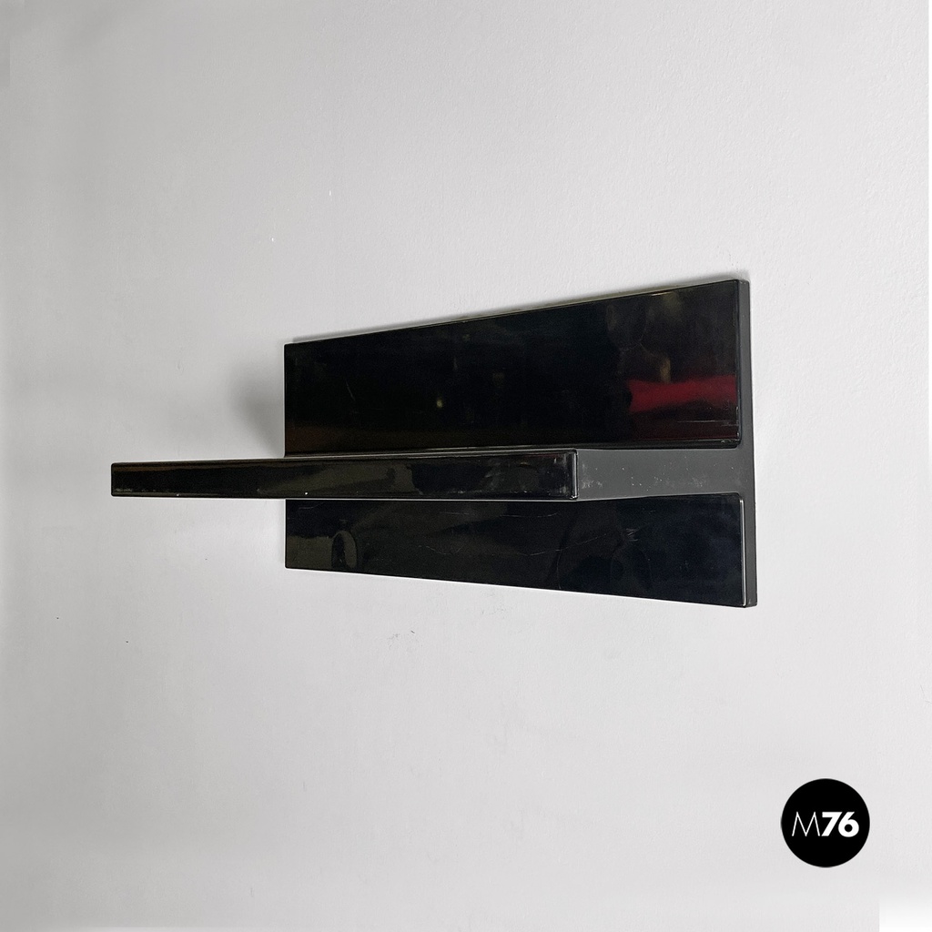 Italian modern black shiny plastic shelves by Marcello Siard for Kartell, 1970s
