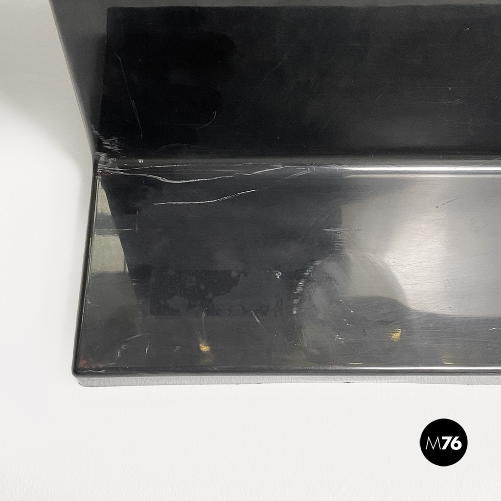 Italian modern black shiny plastic shelves by Marcello Siard for Kartell, 1970s