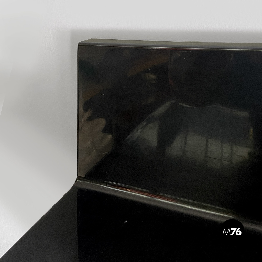 Italian modern black shiny plastic shelves by Marcello Siard for Kartell, 1970s