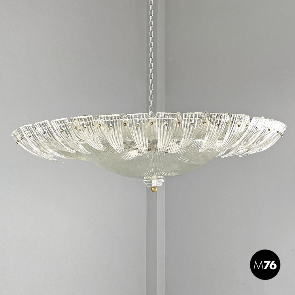 Lampadario di Barovier&Toso in vetro di Murano trasparente, 1940 ca.